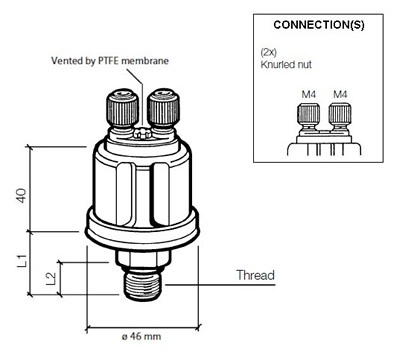 VDO Pressure sender 0-2 Bar - M18